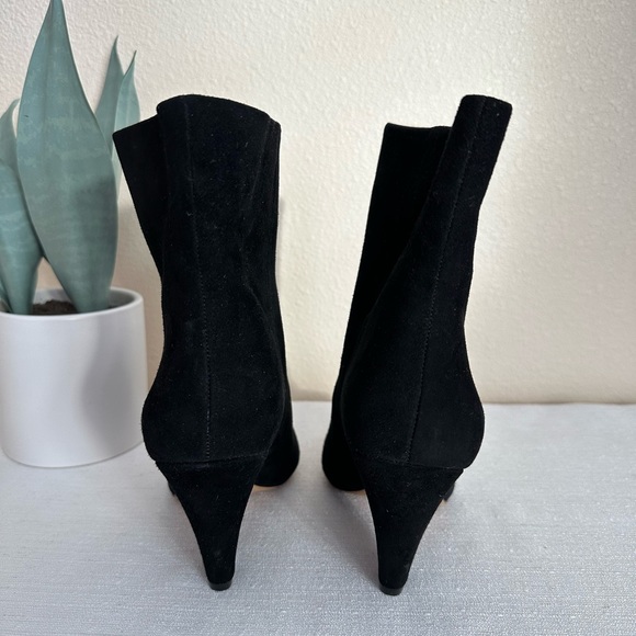 New Vince Camuto Regina Black Suede Pointed Toe cone heel Booties size 7 Rare - Picture 6 of 8
